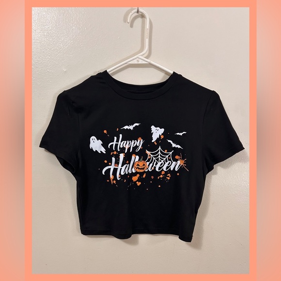 🎈New! SHEIN Halloween Black Crop Top🎈 - Picture 1 of 5